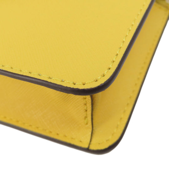 MICHAEL KORS Tote Bag PVC yellow logoMetal ChainShoulder Women Used Authentic