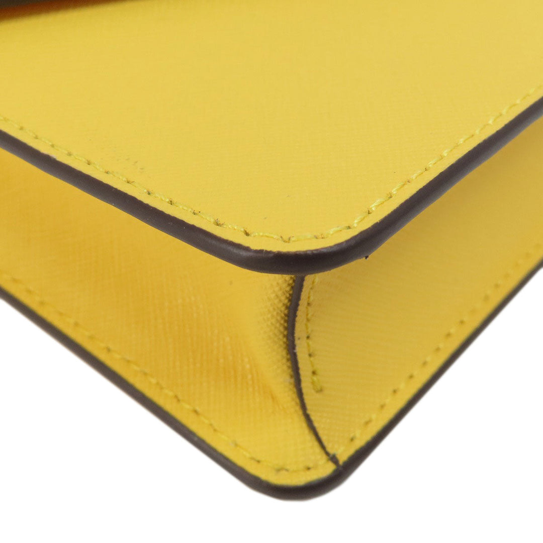 MICHAEL KORS Tote Bag PVC yellow logoMetal ChainShoulder Women Used Authentic