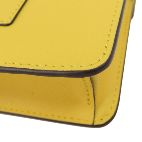MICHAEL KORS Tote Bag PVC yellow logoMetal ChainShoulder Women Used Authentic