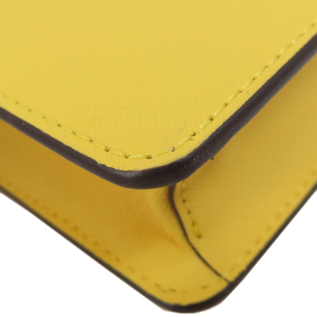 MICHAEL KORS Tote Bag PVC yellow logoMetal ChainShoulder Women Used Authentic