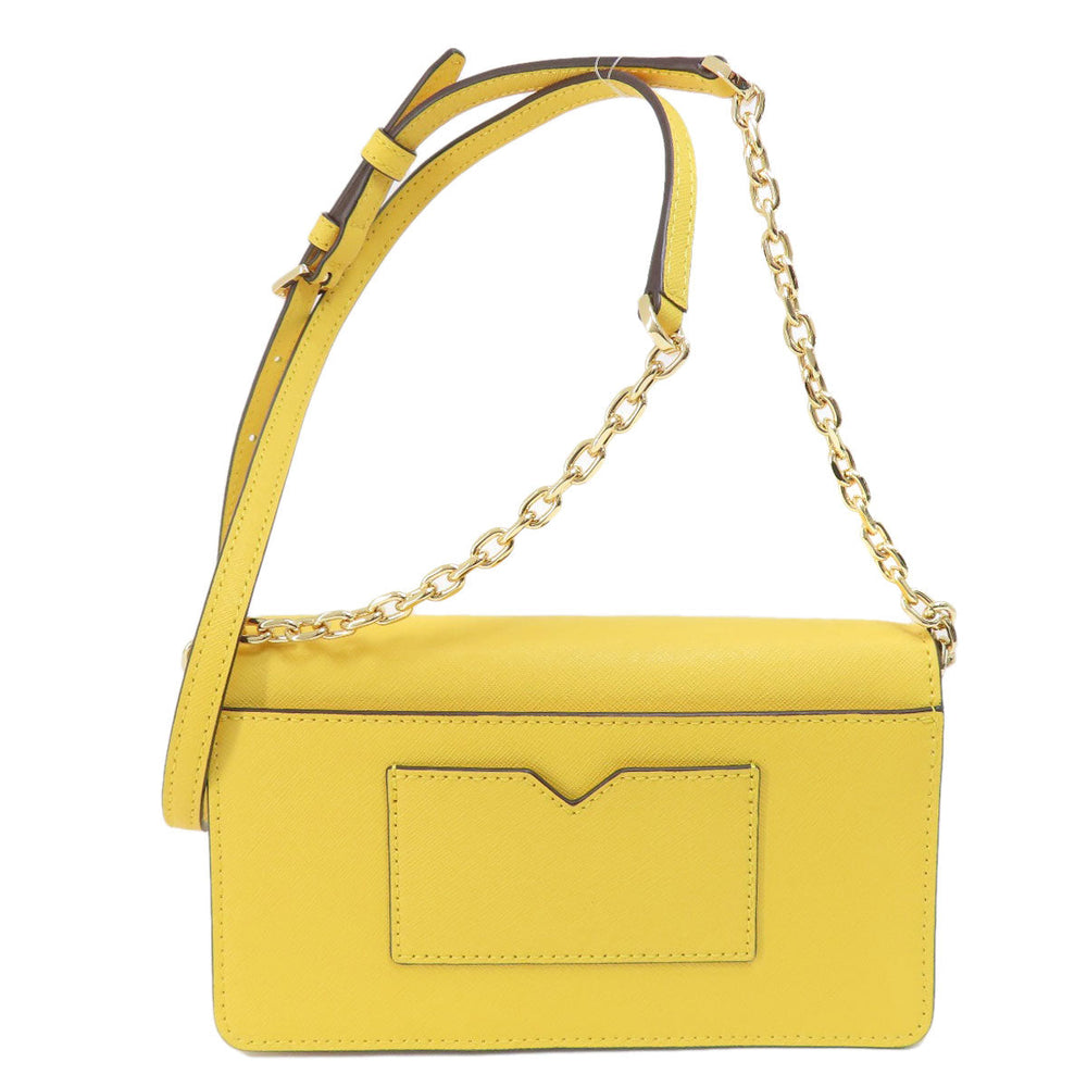 MICHAEL KORS Tote Bag PVC yellow logoMetal ChainShoulder Women Used Authentic