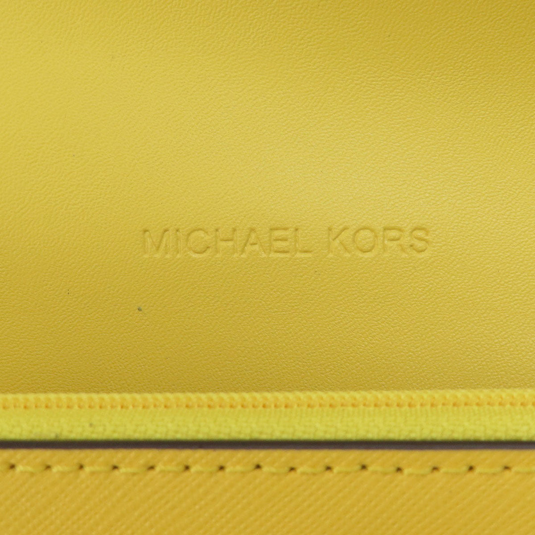 MICHAEL KORS Tote Bag PVC yellow logoMetal ChainShoulder Women Used Authentic