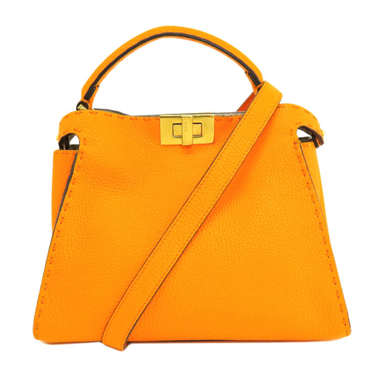 FENDI Handbag Calfskin Orange Peekaboo Celeria 2WAY