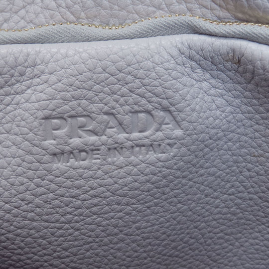 PRADA Handbag leather gray logo Women Used Authentic