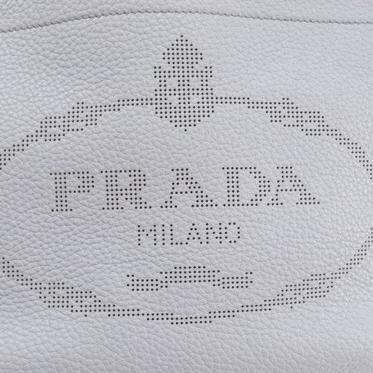 PRADA Handbag leather gray logo Women Used Authentic