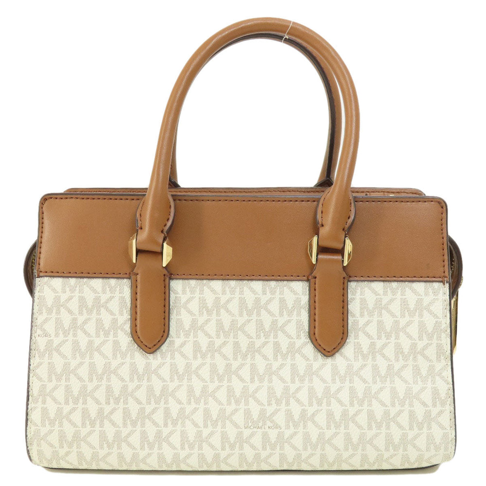 MICHAEL KORS Handbag PVC white MK signature Women Used Authentic