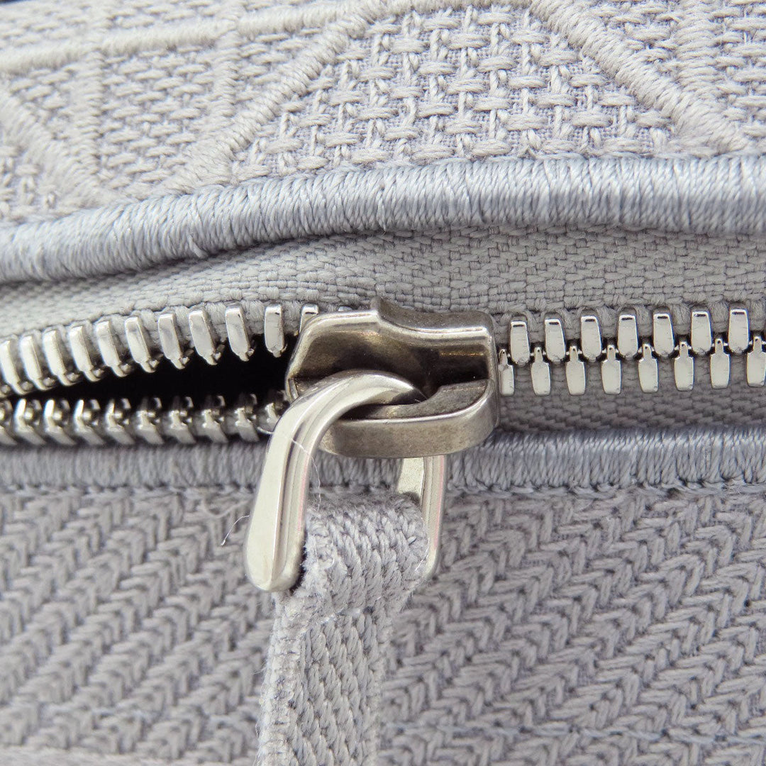 Christian Dior Handbag canvas gray Lady Dee-Lite Vanity Women Used Authentic
