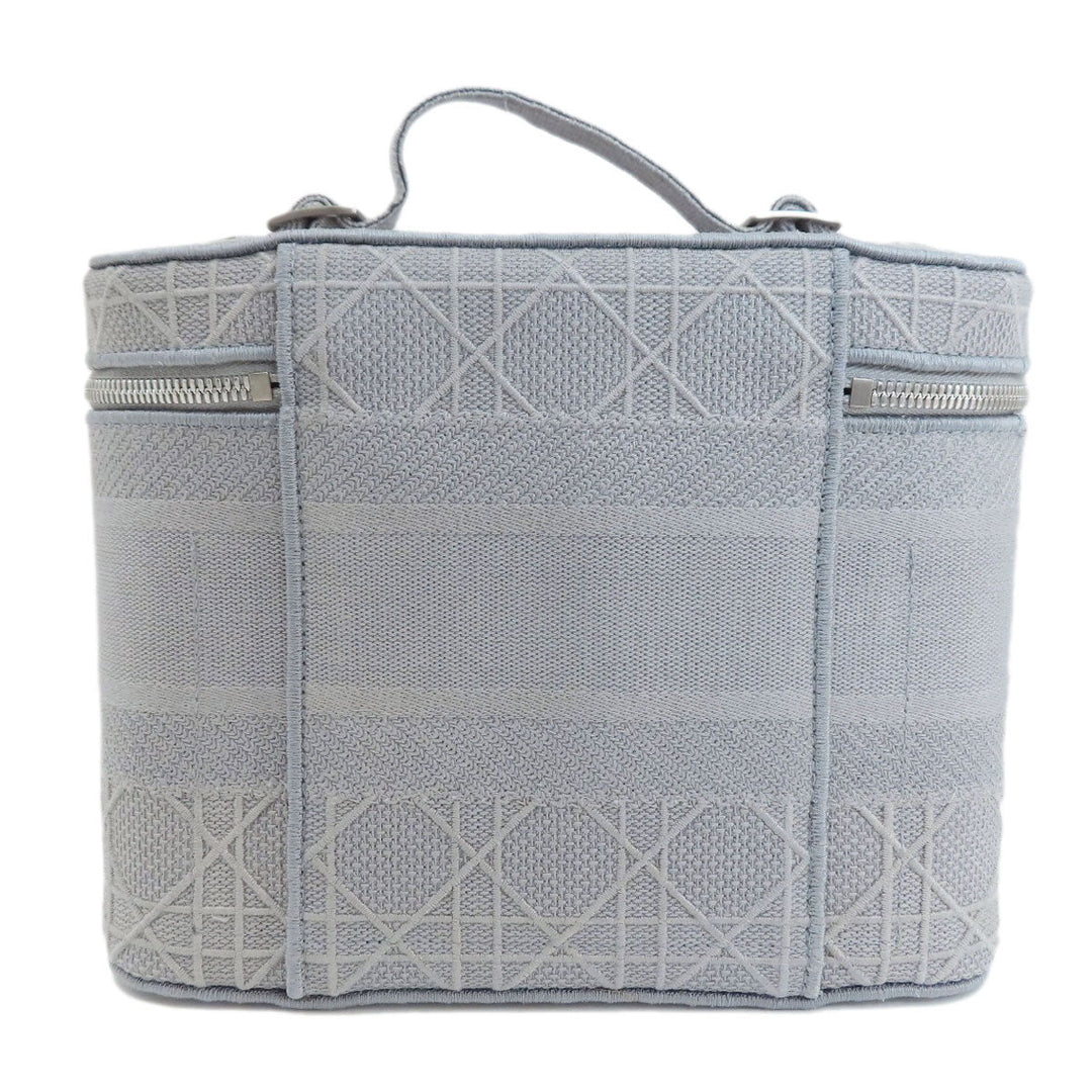 Christian Dior Handbag canvas gray Lady Dee-Lite Vanity Women Used Authentic