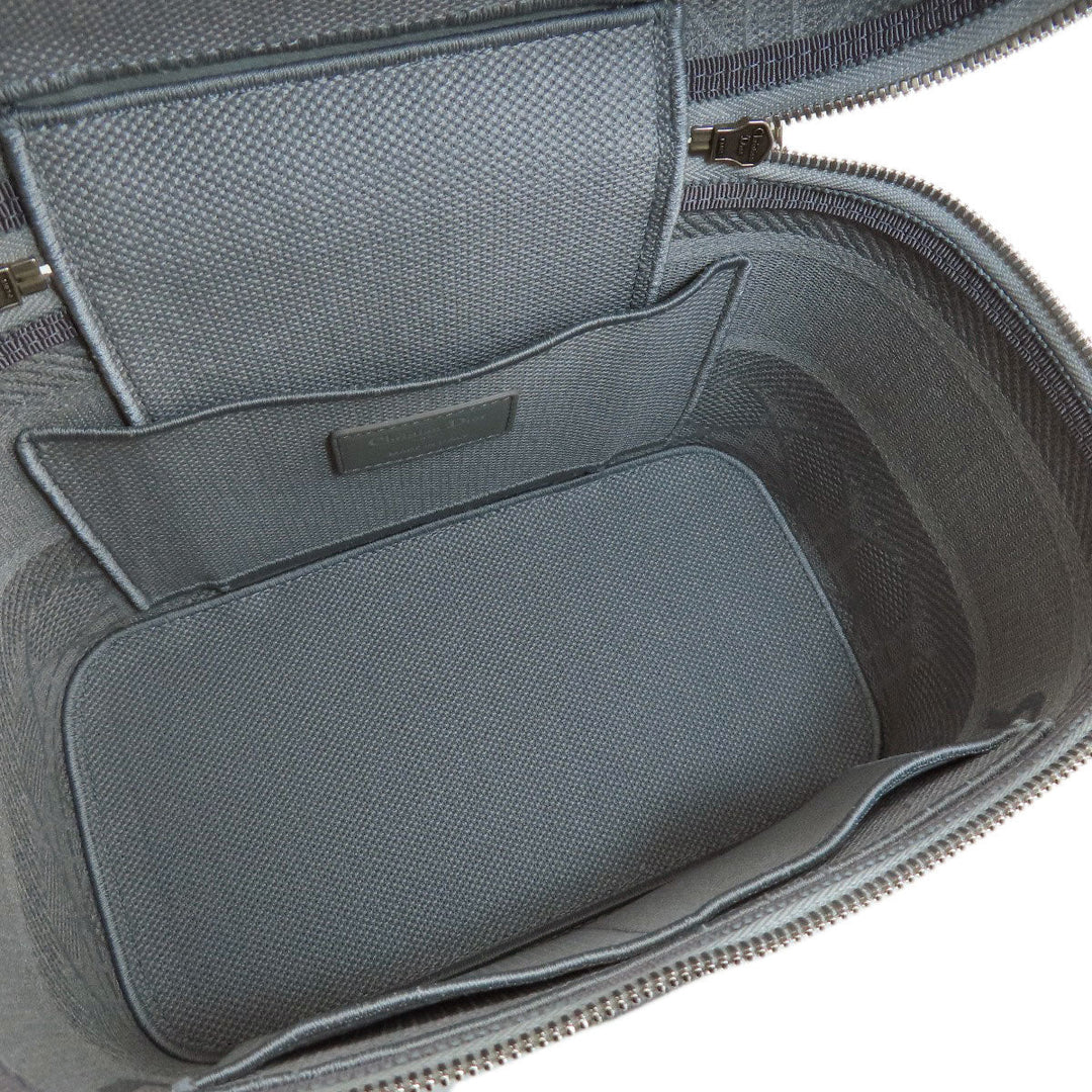 Christian Dior Handbag canvas gray Lady Dee-Lite Vanity Women Used Authentic
