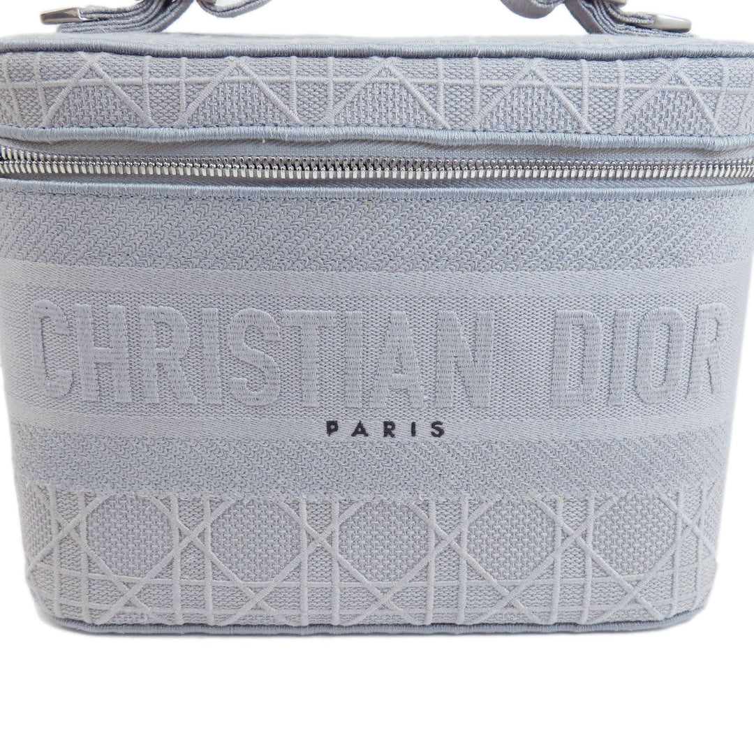 Christian Dior Handbag canvas gray Lady Dee-Lite Vanity Women Used Authentic