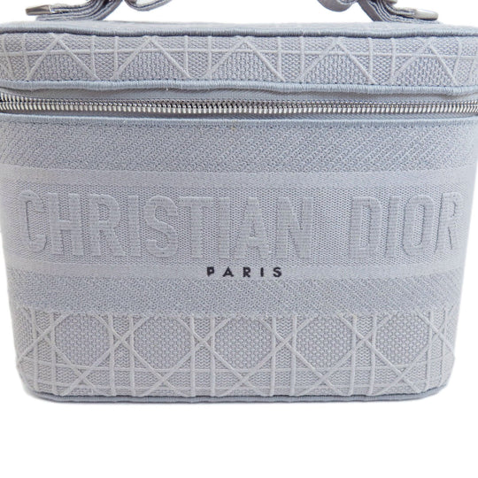 Christian Dior Handbag canvas gray Lady Dee-Lite Vanity Women Used Authentic