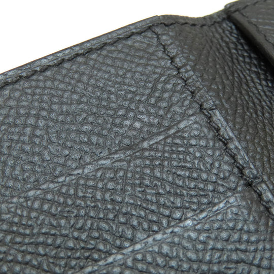 HERMES Bifold Wallet Epsom black Click 12 Black Gold Metal Women Used Authentic