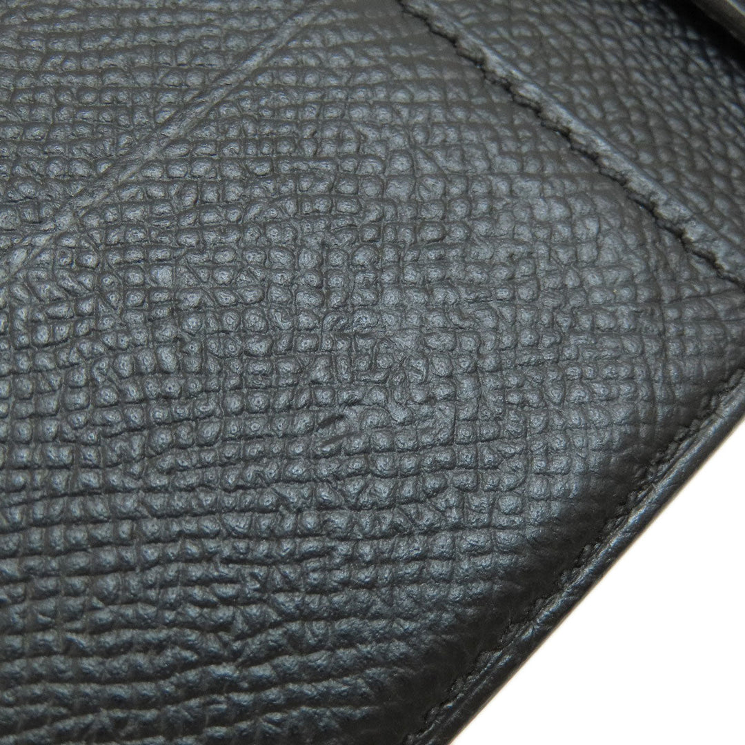 HERMES Bifold Wallet Epsom black Click 12 Black Gold Metal Women Used Authentic