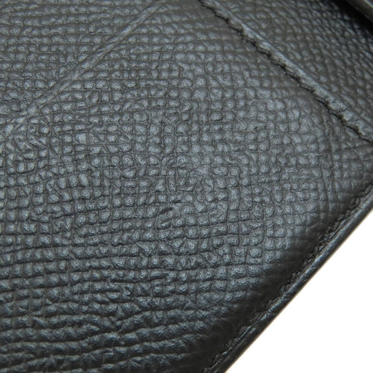 HERMES Bifold Wallet Epsom black Click 12 Black Gold Metal Women Used Authentic