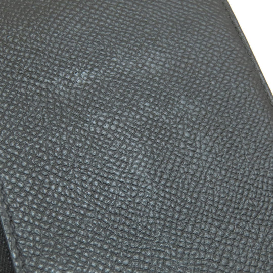 HERMES Bifold Wallet Epsom black Click 12 Black Gold Metal Women Used Authentic