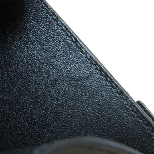 HERMES Bifold Wallet Epsom black Click 12 Black Gold Metal Women Used Authentic