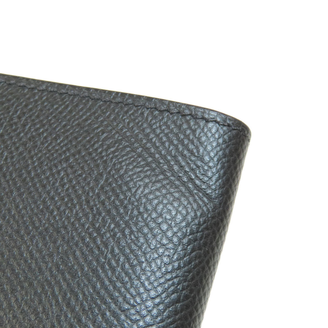 HERMES Bifold Wallet Epsom black Click 12 Black Gold Metal Women Used Authentic
