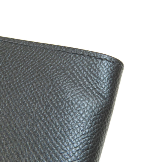 HERMES Bifold Wallet Epsom black Click 12 Black Gold Metal Women Used Authentic