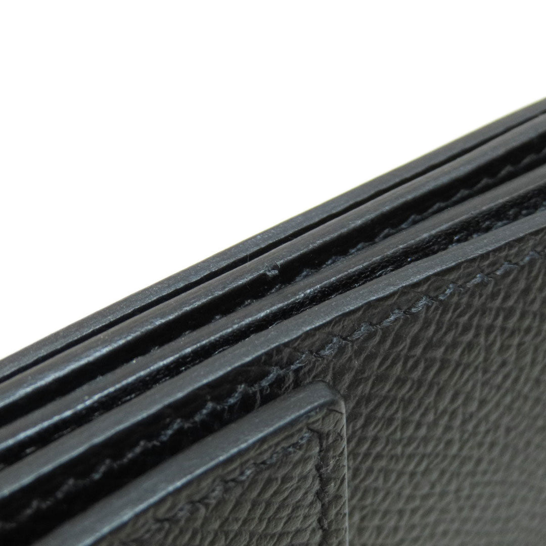 HERMES Bifold Wallet Epsom black Click 12 Black Gold Metal Women Used Authentic