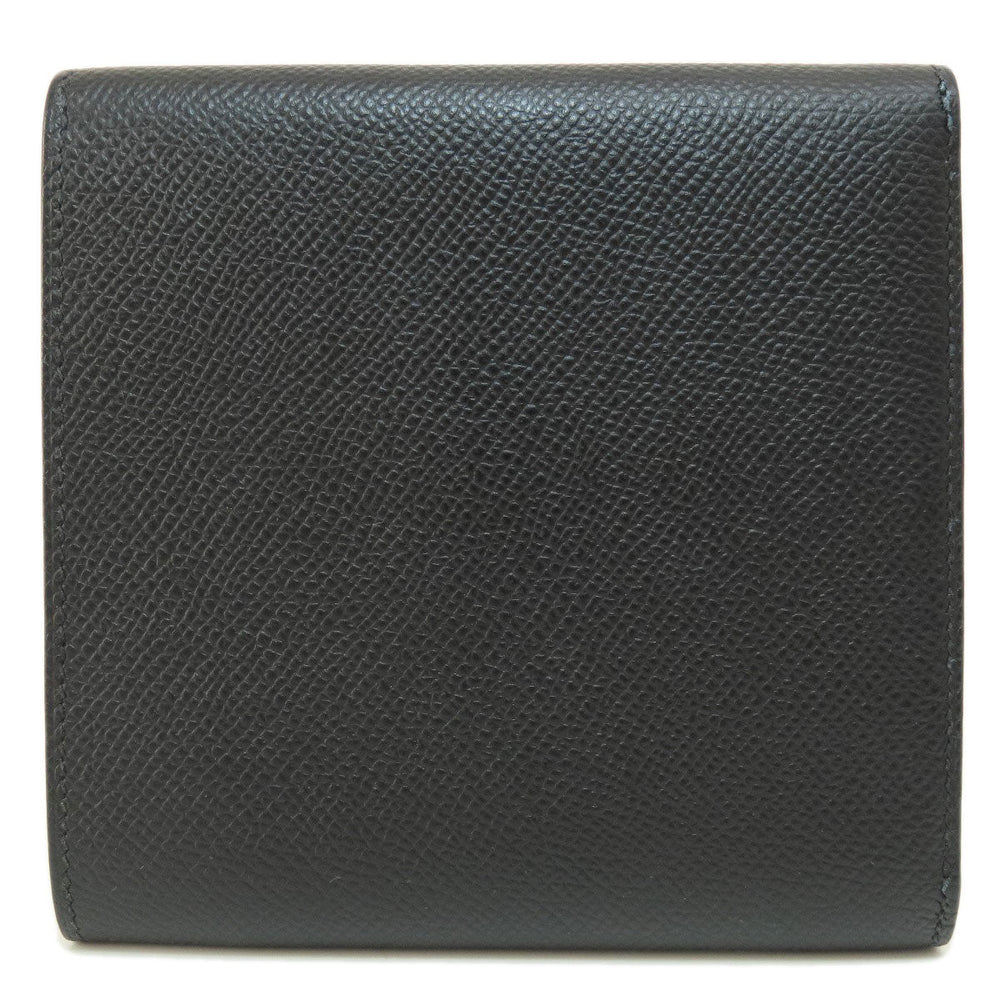 HERMES Bifold Wallet Epsom black Click 12 Black Gold Metal Women Used Authentic