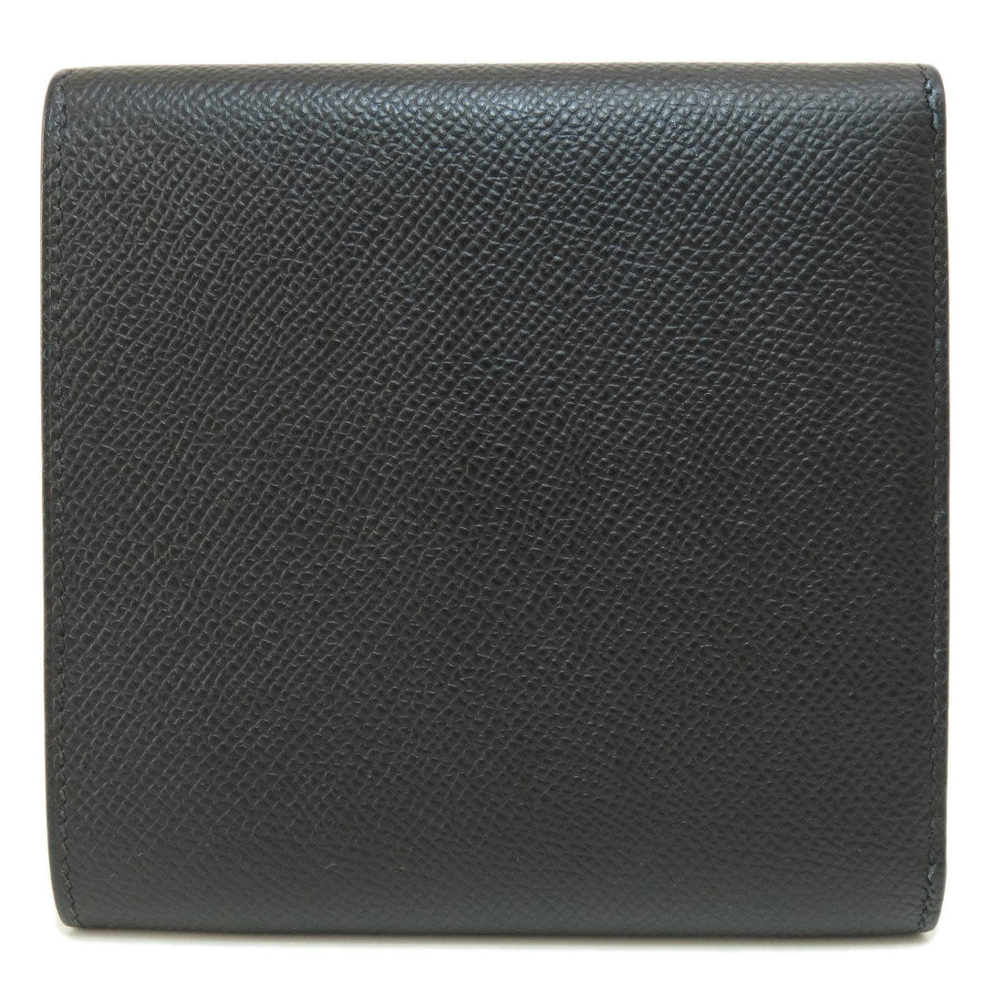 HERMES Bifold Wallet Epsom black Click 12 Black Gold Metal Women Used Authentic