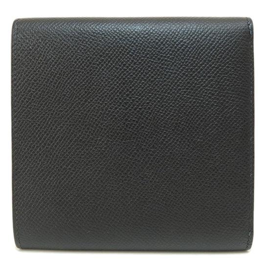 HERMES Bifold Wallet Epsom black Click 12 Black Gold Metal Women Used Authentic