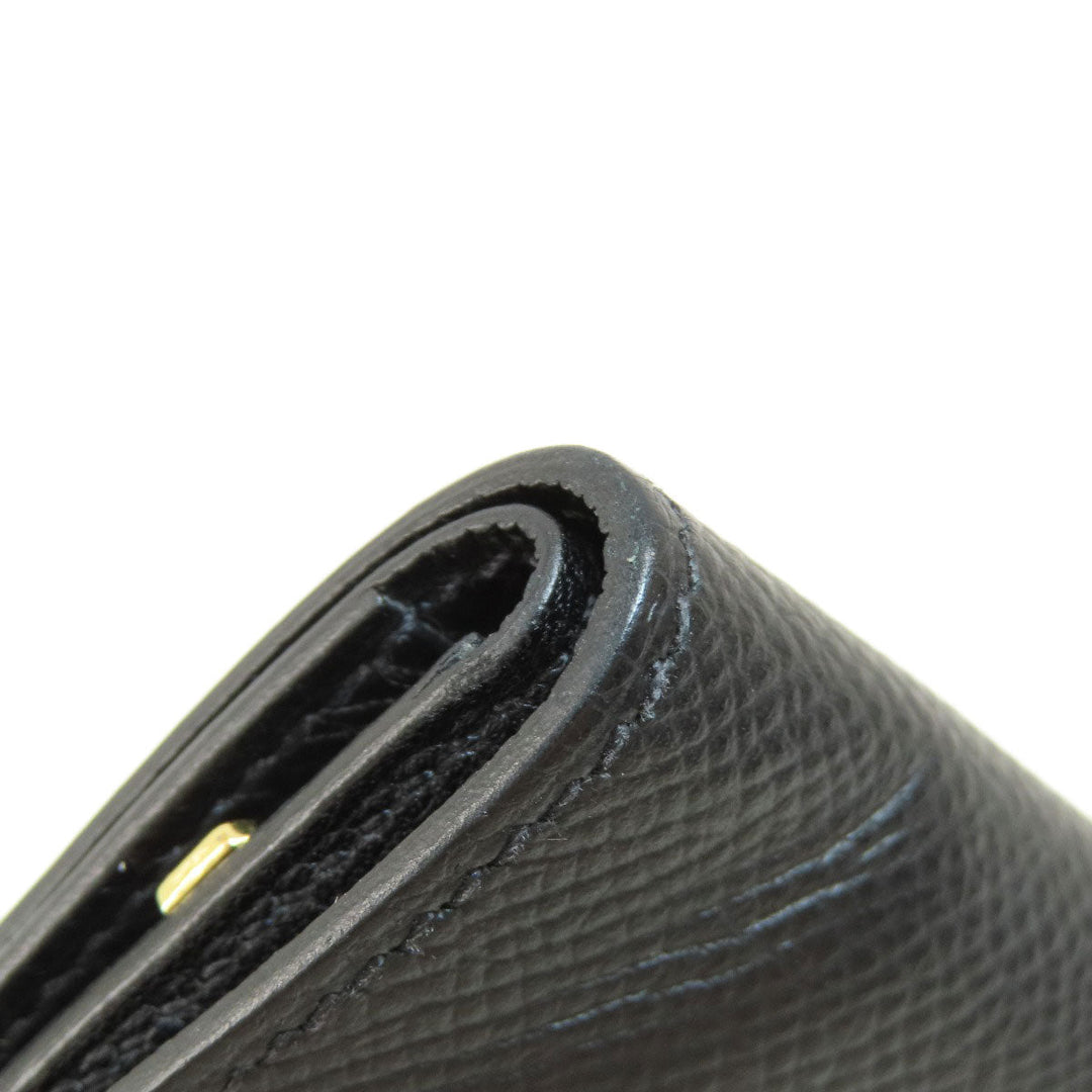 HERMES Bifold Wallet Epsom black Click 12 Black Gold Metal Women Used Authentic