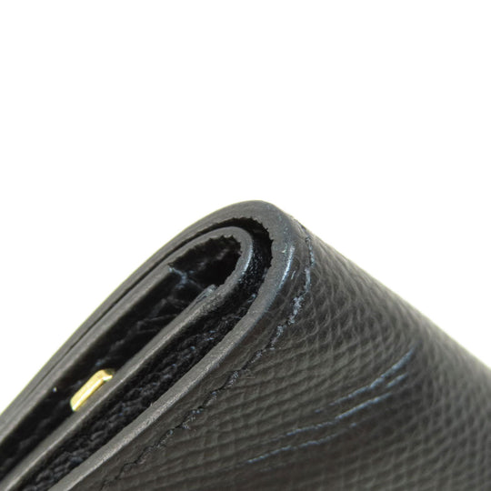 HERMES Bifold Wallet Epsom black Click 12 Black Gold Metal Women Used Authentic
