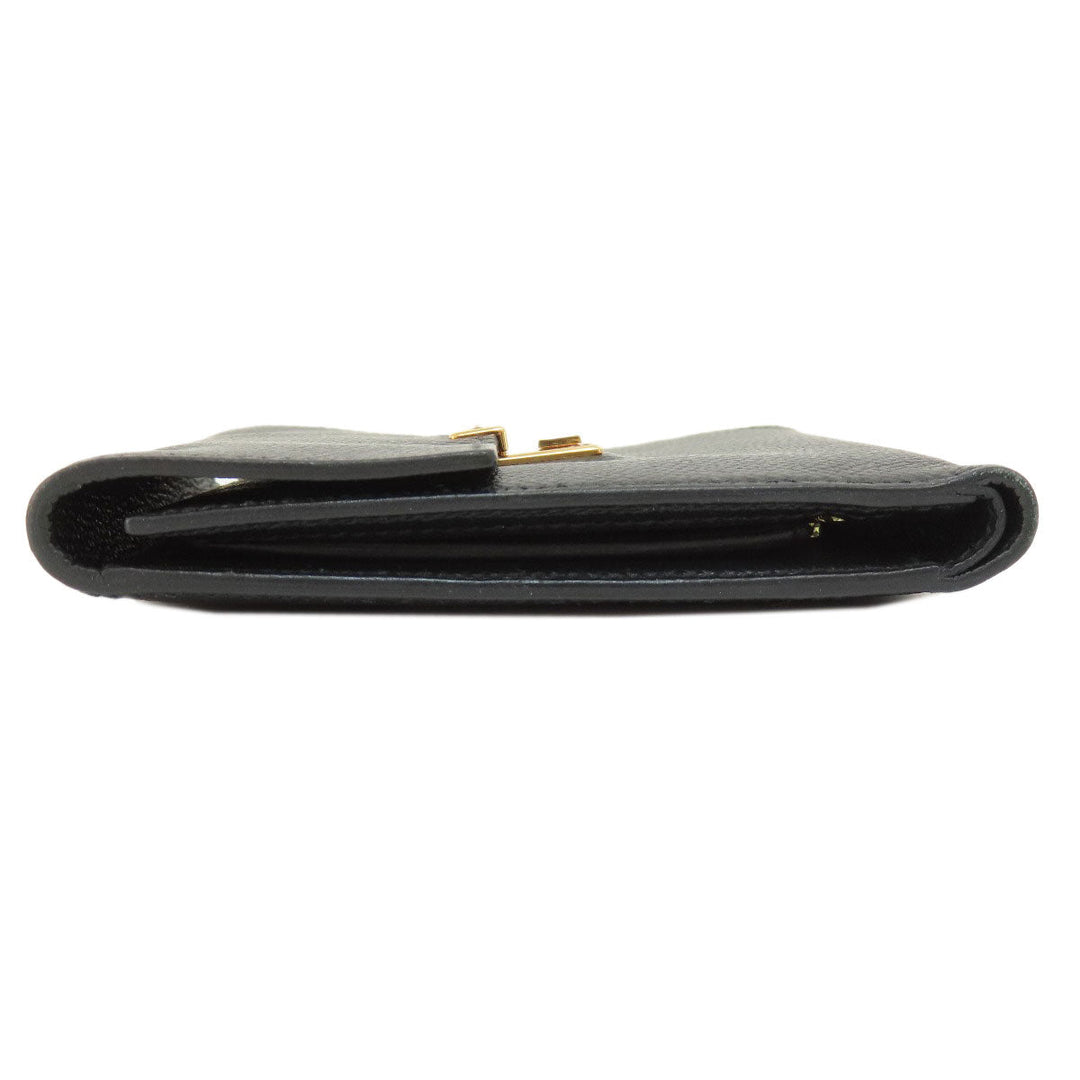 HERMES Bifold Wallet Epsom black Click 12 Black Gold Metal Women Used Authentic