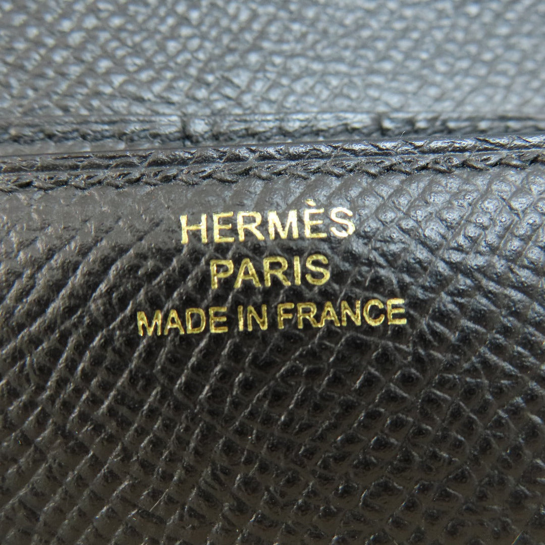 HERMES Bifold Wallet Epsom black Click 12 Black Gold Metal Women Used Authentic