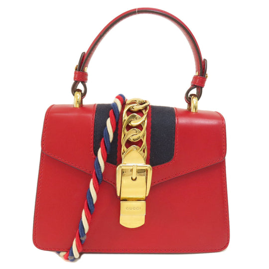 GUCCI Handbag 4720270 Calfskin Red Sylvie 2WAY Women Used Authentic