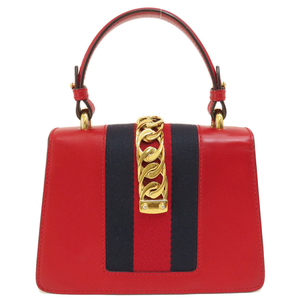 GUCCI Handbag 4720270 Calfskin Red Sylvie 2WAY Women Used Authentic