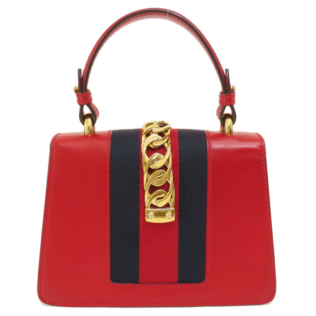 GUCCI Handbag 4720270 Calfskin Red Sylvie 2WAY Women Used Authentic