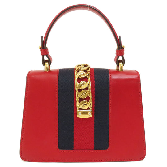 GUCCI Handbag 4720270 Calfskin Red Sylvie 2WAY Women Used Authentic