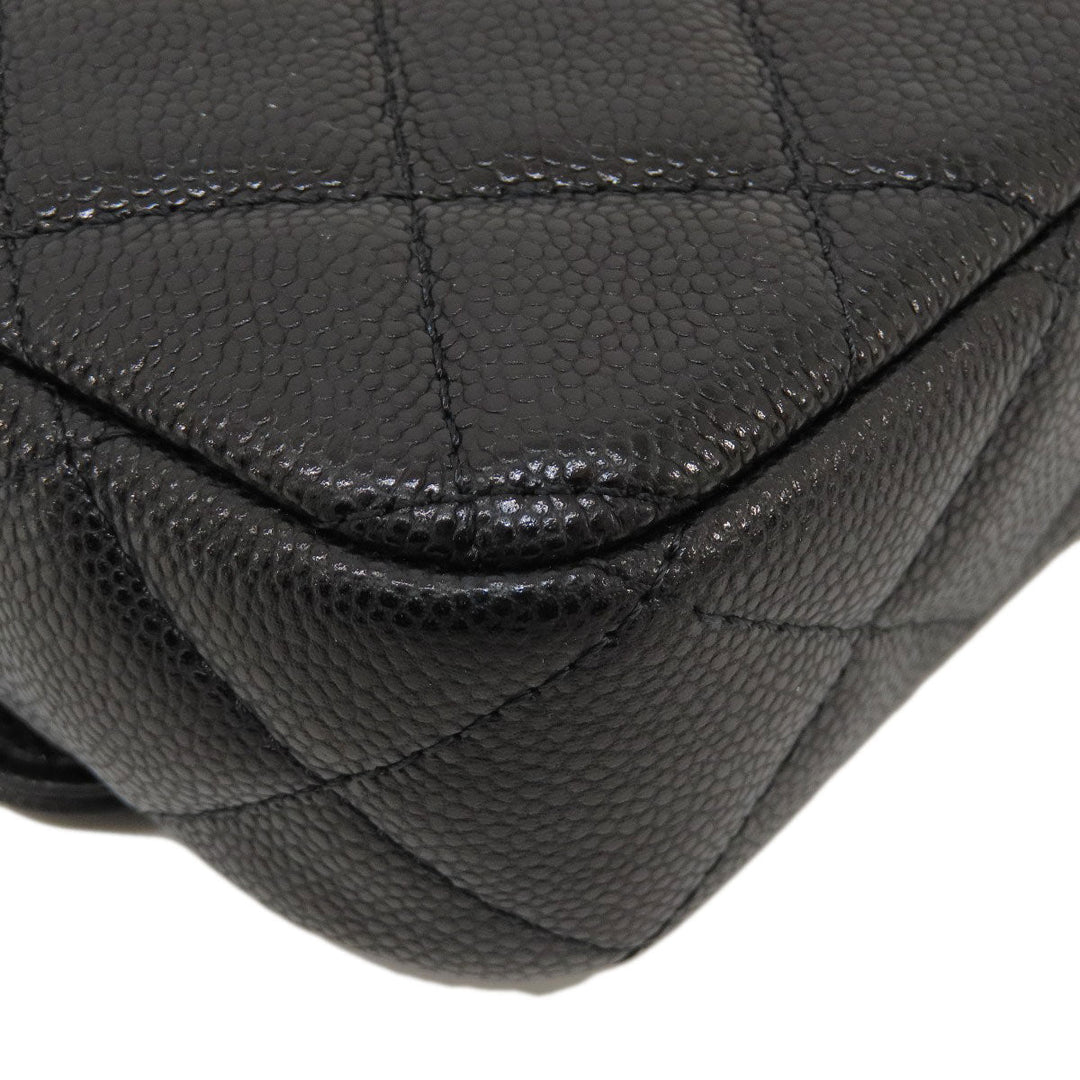 CHANEL Shoulder Bag Grained Calfskin Skin black ChainShoulder Matelasse Gold Metal