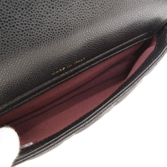 CHANEL Shoulder Bag Grained Calfskin Skin black ChainShoulder Matelasse Gold Metal