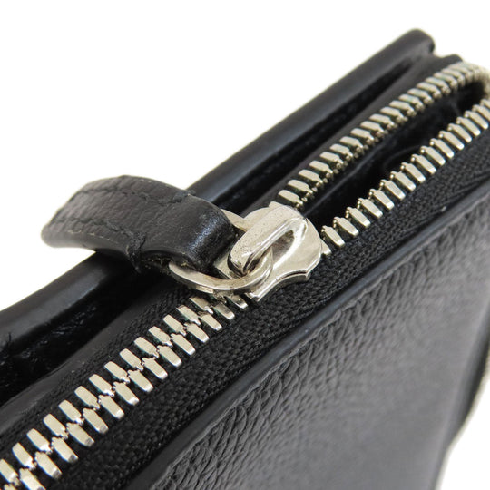 BALENCIAGA Bifold Wallet 650879 leather black logo mens(Unisex) Used Authentic