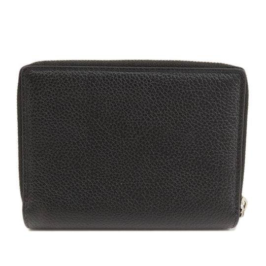 BALENCIAGA Bifold Wallet 650879 leather black logo mens(Unisex) Used Authentic