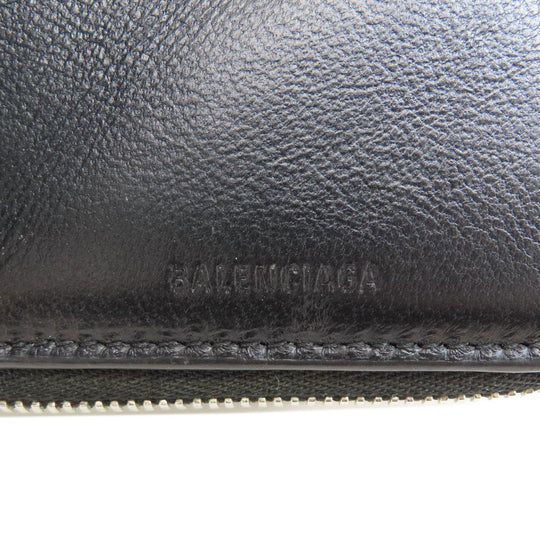 BALENCIAGA Bifold Wallet 650879 leather black logo mens(Unisex) Used Authentic