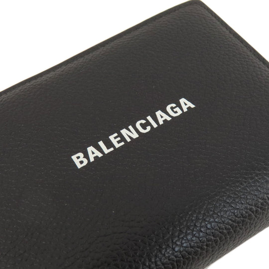 BALENCIAGA Bifold Wallet 650879 leather black logo mens(Unisex) Used Authentic