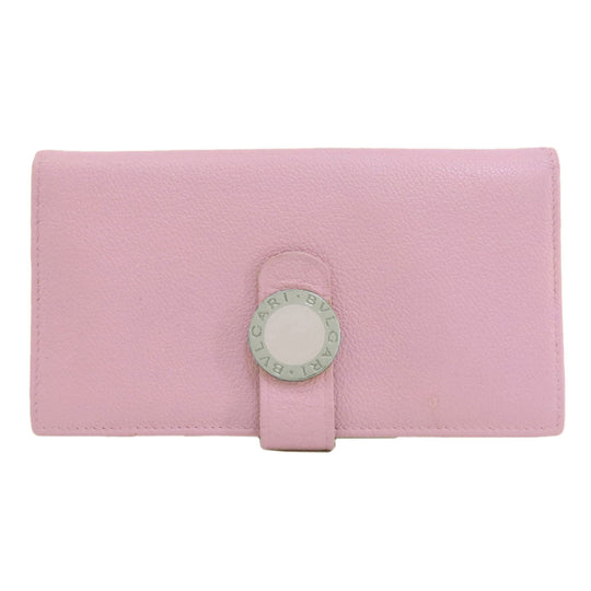 BVLGARI Long Wallet Purse leather pink Bulgari Bulgari Women Used Authentic