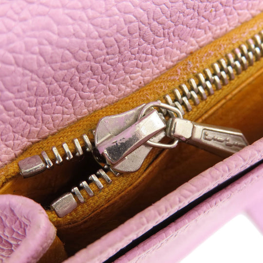 BVLGARI Long Wallet Purse leather pink Bulgari Bulgari Women Used Authentic