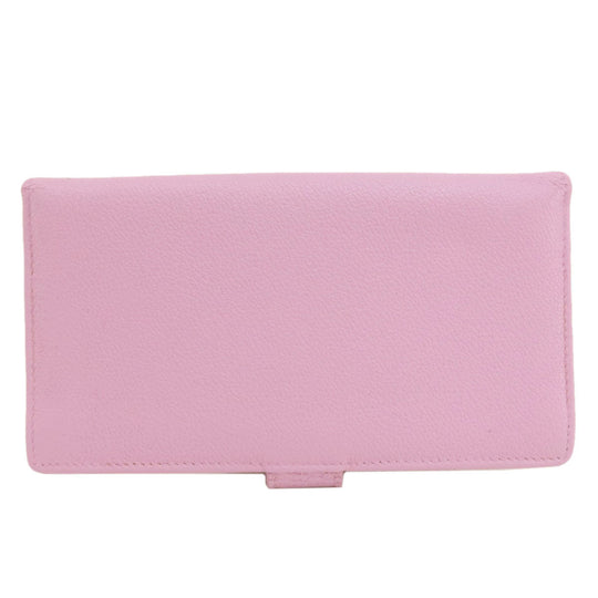 BVLGARI Long Wallet Purse leather pink Bulgari Bulgari Women Used Authentic