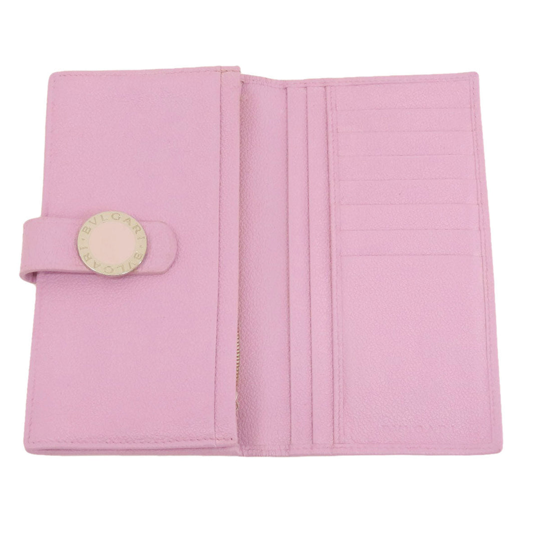 BVLGARI Long Wallet Purse leather pink Bulgari Bulgari Women Used Authentic