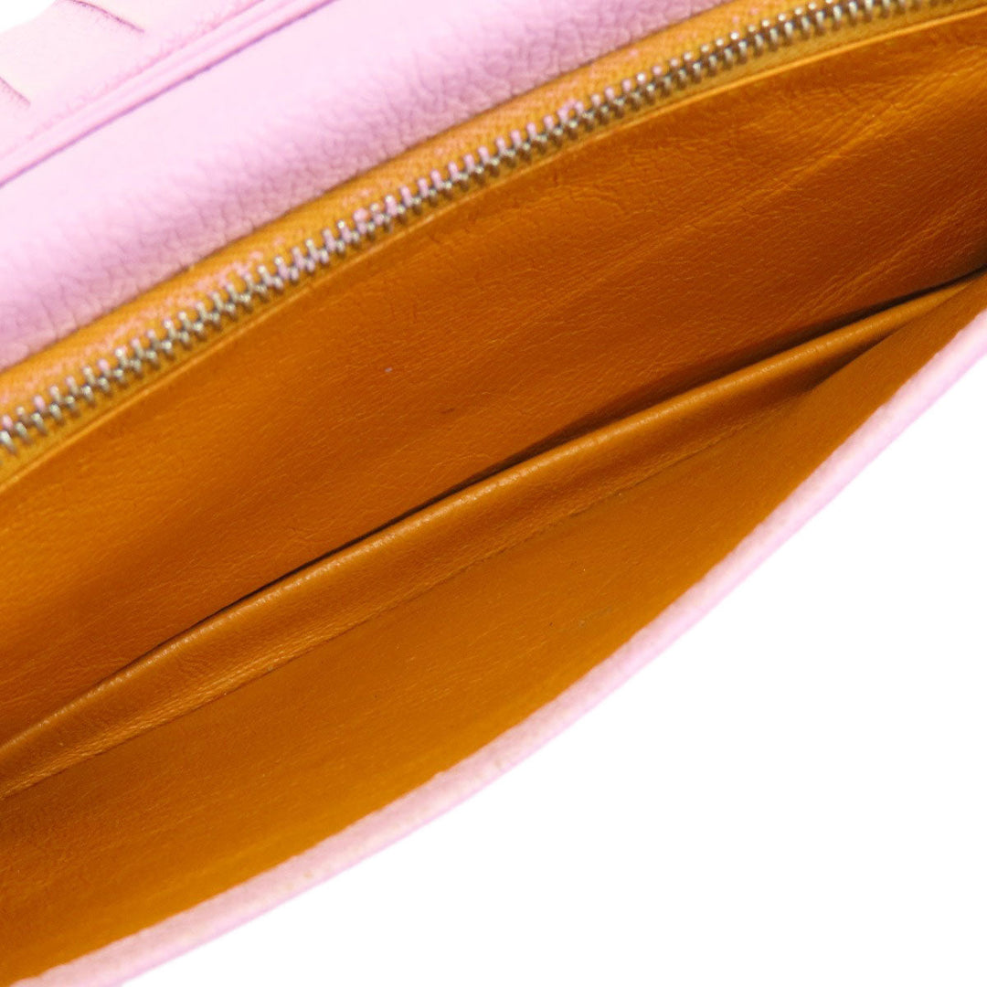 BVLGARI Long Wallet Purse leather pink Bulgari Bulgari Women Used Authentic