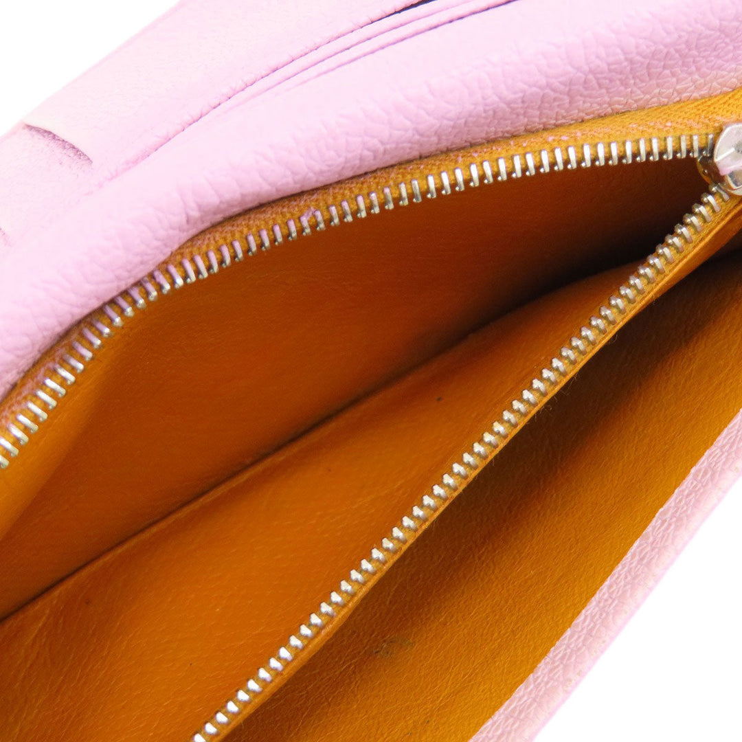 BVLGARI Long Wallet Purse leather pink Bulgari Bulgari Women Used Authentic