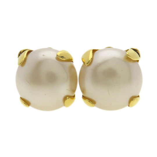 CHANEL Earring metallic gold Fake pearl Women Used Authentic