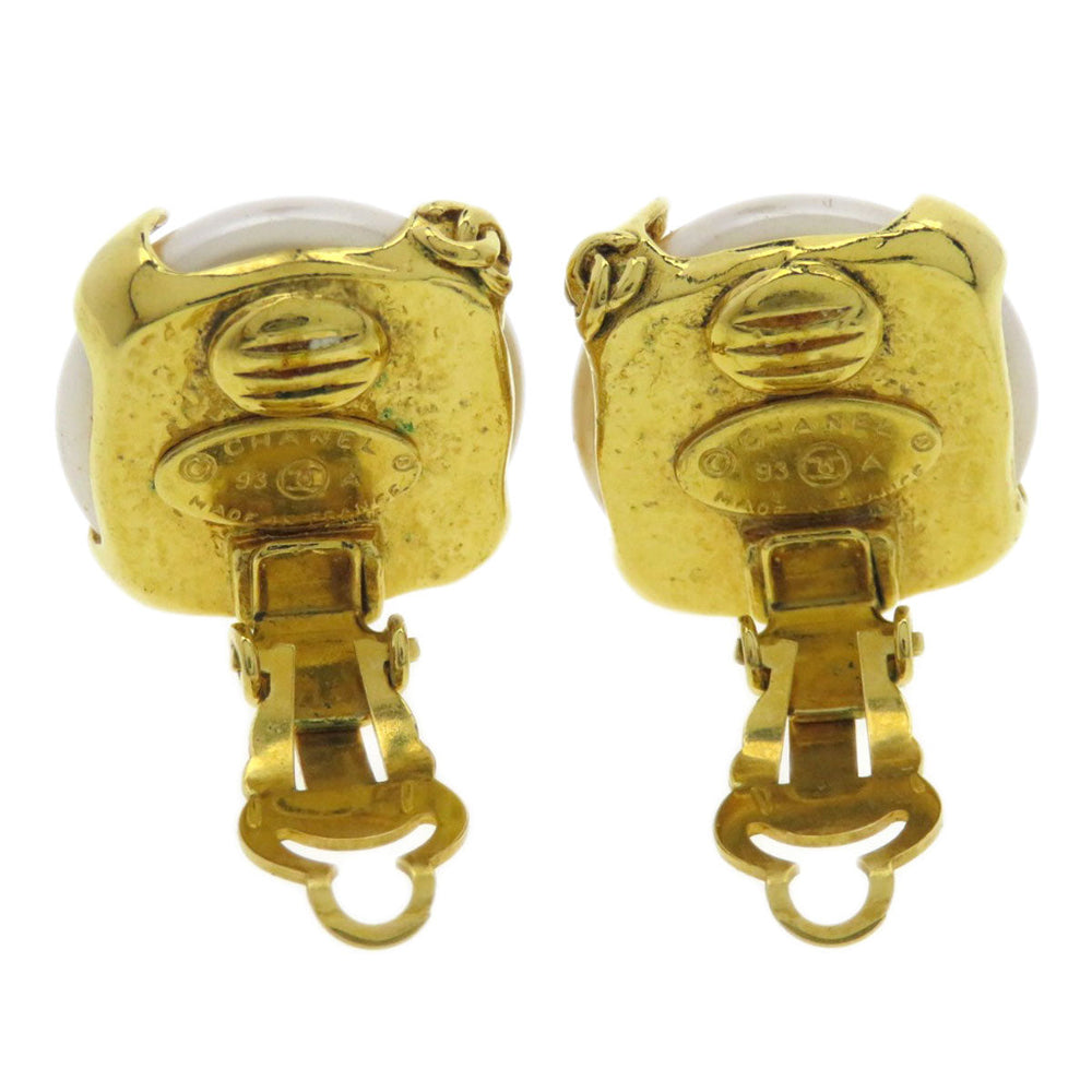 CHANEL Earring metallic gold Fake pearl Women Used Authentic