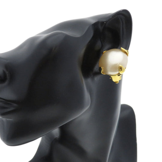 CHANEL Earring metallic gold Fake pearl Women Used Authentic