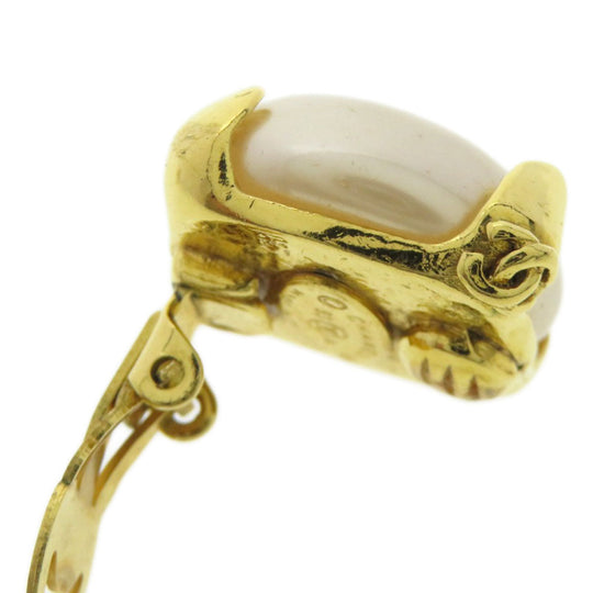 CHANEL Earring metallic gold Fake pearl Women Used Authentic